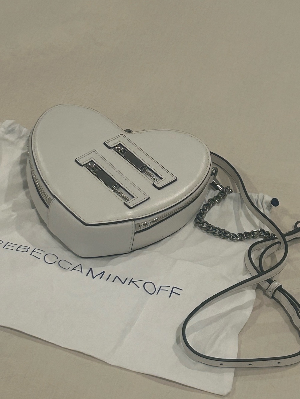 Rebecca Minkoff White Heart Mini Crossbody Bag